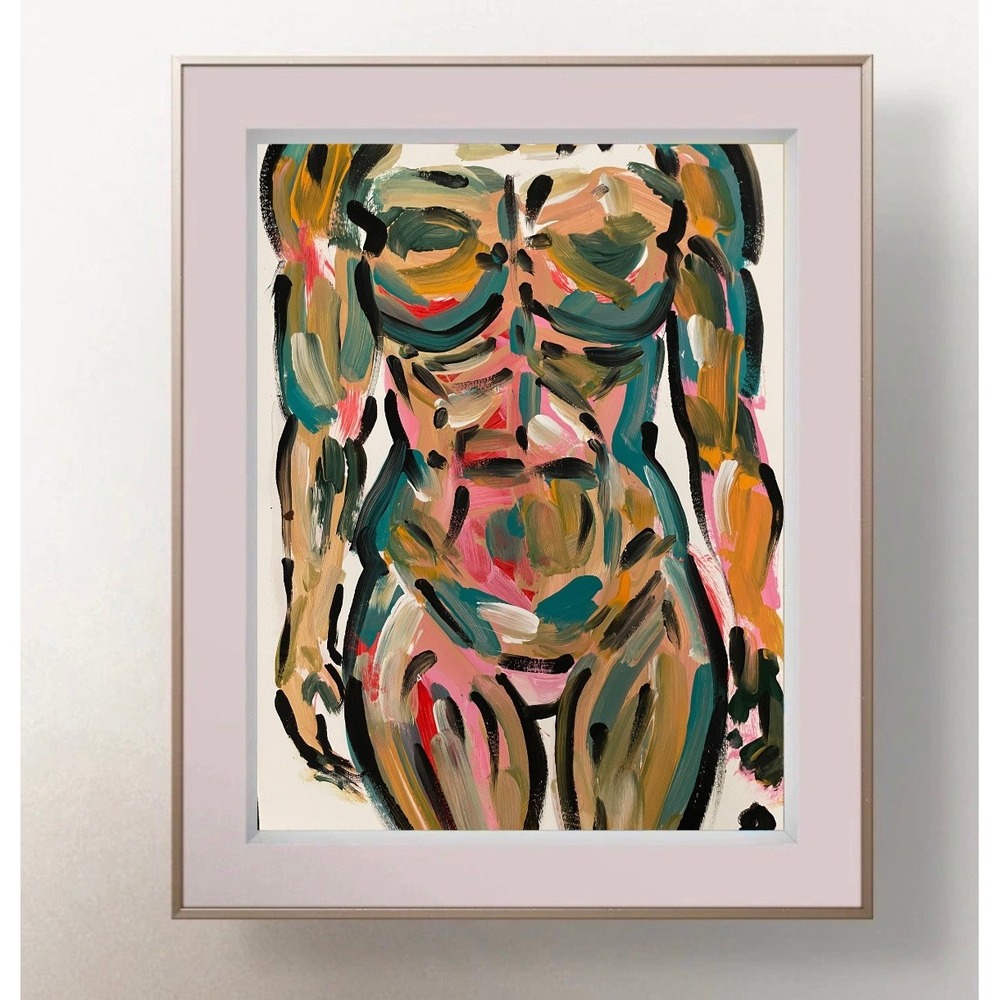 Oman Hosea Original 9x12 Expressionist Acrylic Painting Paper Female Body Art